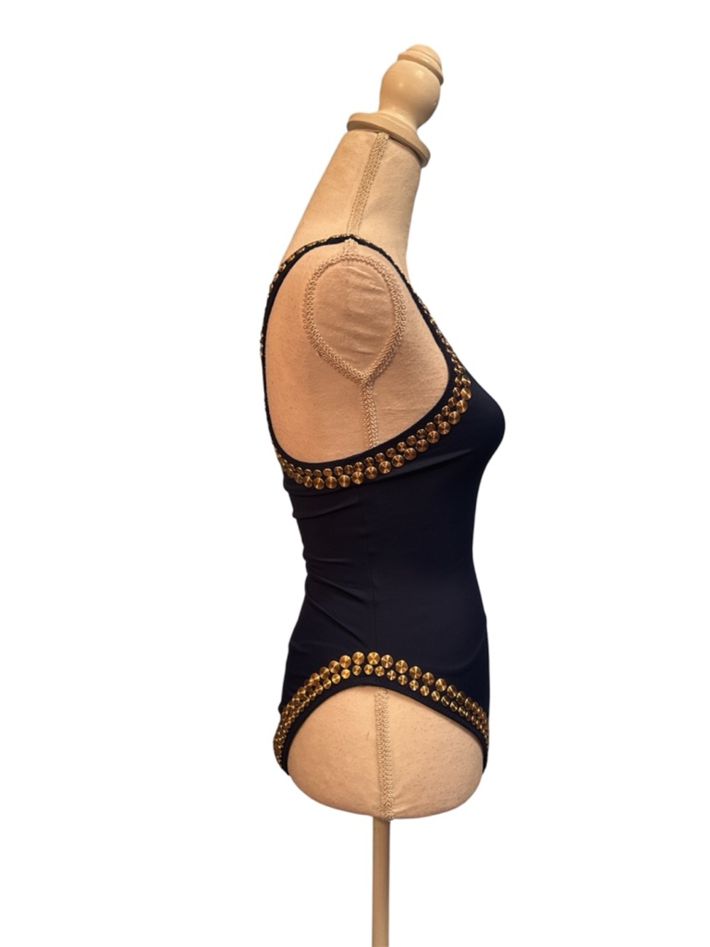 Norma Kamali Gold One Shoulder Mio Swimsuit - Picture 3 of 7